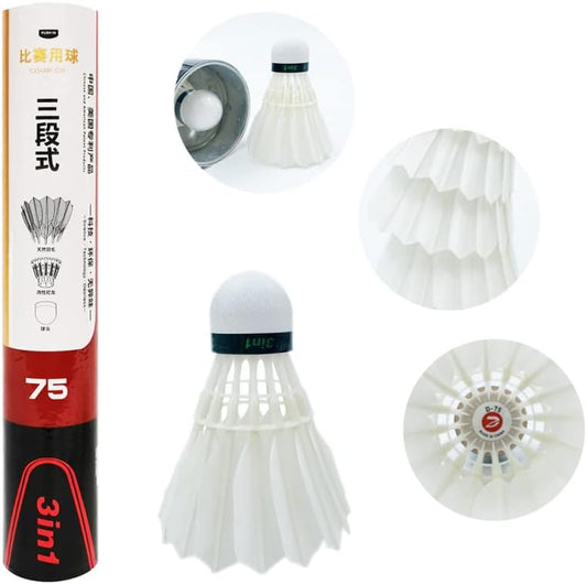 Dmantis D75 3in1 Competition Training Badminton Shuttlecocks Durable Duck Feather.